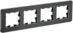 Рамка 4 поста IEK BRITE BR-M42-M-21-K02 металлик черный, изображение