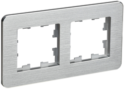 Рамка 2 поста IEK BRITE BR-M22-M-21-K47 алюминий, изображение