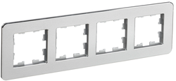 Рамка 4 поста IEK BRITE BR-M42-M-01-K47 алюминий, крупный план