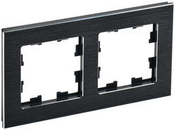 Рамка 2 поста IEK BRITE BR-M22-M-K02 металлик черный, крупный план