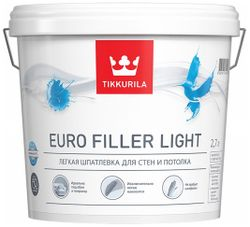 Шпатлевка финишная акриловая Tikkurila/Tikkivala Euro Filler Light белая 2,7 л, крупный план