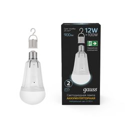 Лампа Gauss A80 12W 900lm 4100K Е27 авар. с Li-Ion аккумулятором LED 1/5/50, вид