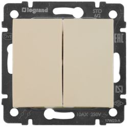 Переключатель 2-клавишный Legrand Valena 695604 слоновая кость, вид