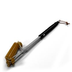 Щетка прямая латунная для чистки решеток 800 degrees triple head row brush, картинка