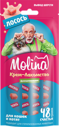 Лакомство для кошек MOLINA с лососем для выведения комков шерсти из желудка, 48г, фотография