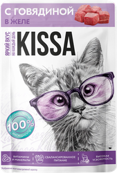 Корм консервированный для кошек KISSA с говядиной в желе, 75г, картинка