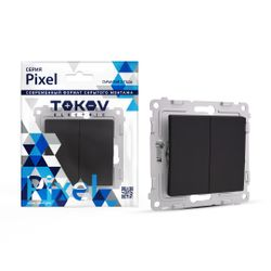 Переключатель 2-клавишный TOKOV ELECTRIC PIXEL карбон, картинка