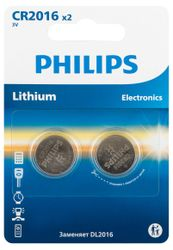 Батарейки Philips CR2016-2BL литиевые 2 шт, фотография