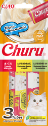 Лакомство для кошек INABA Чао чуру Тунец магуро, куриное филе и краб, куриное филе, кальмар, 42г, вид