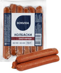 Колбаски полукопченые BONVIDA Охотничьи ГОСТ, 300г, фотография