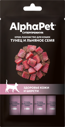 Лакомство для кошек ALPHAPET Superpremium с тунцом и льняным семенем, 48г, картинка