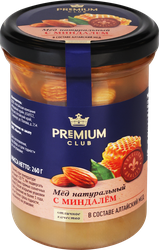 Мед PREMIUM CLUB с миндалем, 260г, крупный план