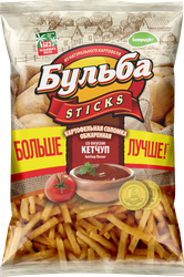 Чипсы картофельные БУЛЬБА STICKS Соломка из цельного картофеля со вкусом кетчупа, 120г, фото