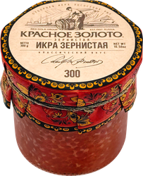 Икра горбуши соленая КРАСНОЕ ЗОЛОТО Тихоокеанская зернистая, 300г, фото