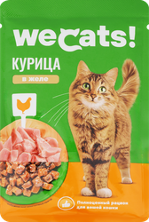 Корм консервированный для кошек WECATS с курицей в желе, 75г, крупный план