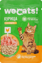 Корм консервированный для котят WECATS с курицей в соусе, от 1 до 12 месяцев, 75г, фотография