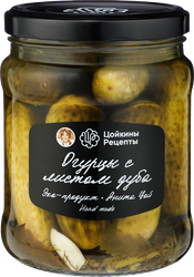 Огурцы маринованные ЦОЙКИНЫ РЕЦЕПТЫ с листом дуба, 870г, картинка