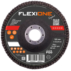 Шлифовальный круг плоский FLEXIONE Expert P120 125 мм 1 шт, фотография