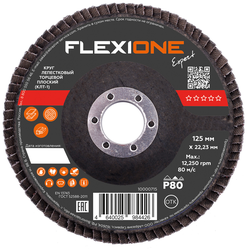 Шлифовальный круг плоский FLEXIONE Expert P80 125 мм 1 шт, картинка