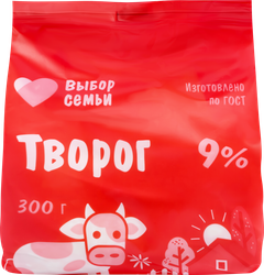 Творог ВЫБОР СЕМЬИ 9%, без змж, 300г, изображение