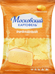 Чипсы картофельные МОСКОВСКИЙ КАРТОФЕЛЬ Рифленые хрустящие со вкусом сыра, 70г, изображение