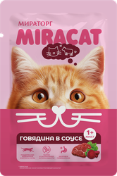 Корм консервированный для кошек MIRACAT с говядиной в соусе, 75г, детальное фото