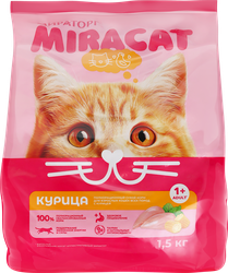 Корм сухой для кошек MIRACAT с курицей, 1,5кг, вид