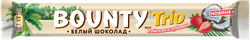 Батончик шоколадный BOUNTY Trio Райская клубника в белом шоколаде с кокосом и клубникой, 78г, картинка