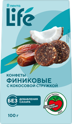 Конфеты ЛЕНТА LIFE Финиковые с кокосовой стружкой, 100г, изображение