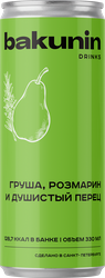 Напиток БАКУНИН EXC Ботаникалс Груша, розмарин, перец сильногазированный, 0.33л, детальное фото
