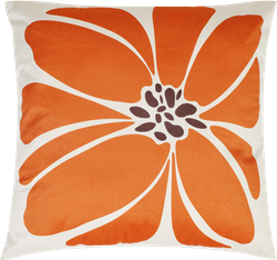 Подушка декоративная HOMECLUB Velvet 45х45см, бежевая с оранжевым цветком, Арт. CJ1224-1, фото