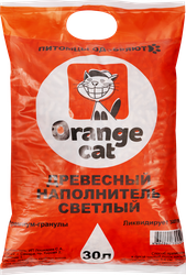 Наполнитель для кошачьего туалета ORANGE CAT Древесный светлый, 30л, фотография