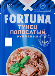 Тунец полосатый FORTUNA рубленый, в собственном соку, 100г, вид