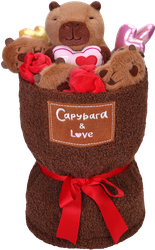 Игрушка мягкая BIGGA Капибара с букетом, Арт. 255-292-18, фотография