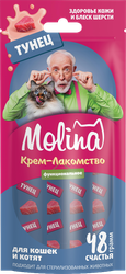 Лакомство для кошек MOLINA с тунцом, для здоровой кожи и блестящей шерсти, 48г, вид