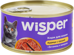Корм консервированный для кошек WISPER с курицей и грушей, 325г, крупный план