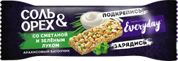 Батончик арахисовый EVERYDAY Соль&Орех, с зеленым луком и сметаной, 40г, фото