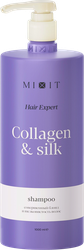Шампунь для волос MIXIT Hair expert для нейтрализации желтизны с&nbsp;коллагеном&nbsp;и&nbsp;протеинами&nbsp;шелка, 1000мл, крупный план