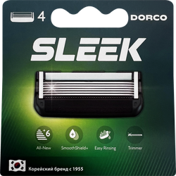 Кассеты сменные для бритья DORCO Sleek с 6 лезвиями, 4шт, фотография