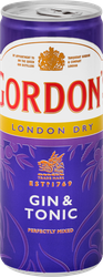 Напиток слабоалкогольный GORDON'S Джин и тоник 6%, 0.25л, крупный план