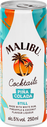 Напиток слабоалкогольный MALIBU Пина Колада, с ароматом ананаса и кокоса 
5%, 0.25л, фотография