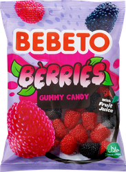 Мармелад жевательный BEBETO BERRIES со вкусом ежевики и малины, 80г, детальное фото