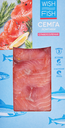 Семга слабосоленая WISH FISH филе-ломтики, 100г, вид