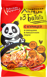 Лапша из батата ASIANFUSION Азиатская, с курицей и овощами, 107г, картинка