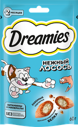 Лакомство для кошек DREAMIES с лососем, 60г, крупный план