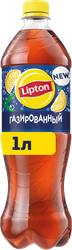 Напиток LIPTON Черный чай со вкусом лимона газированный, 1л, крупный план