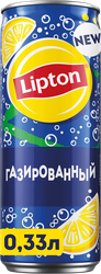 Напиток LIPTON Черный чай со вкусом лимона газированный, 0.33л, вид