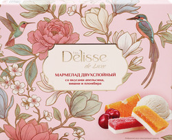 Мармелад DELISSE DE LUXE со вкусом апельсина, вишни и пломбира, резанный двухслойный, 250г, детальное фото