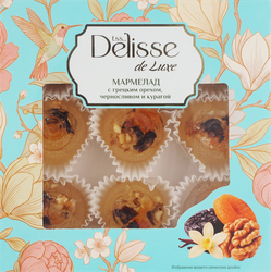 Мармелад желейный DELISSE DE LUXE со вкусом ванили с черносливом, грецким орехом и курагой, 200г, изображение