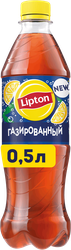 Напиток LIPTON Черный чай со вкусом лимона газированный, 0.5л, изображение